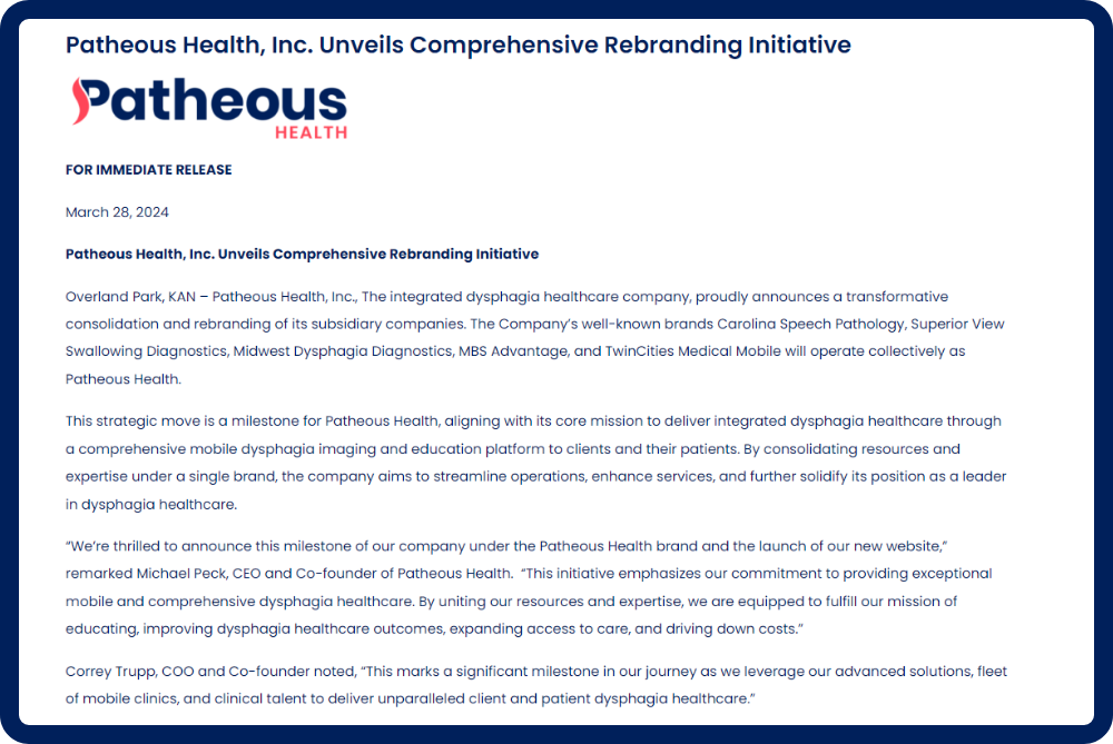 Patheous Health, Inc. Unveils Comprehensive Rebranding Initiative (1)